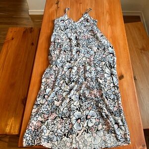 Lovestitch Blue and Pink Floral Midi Dress